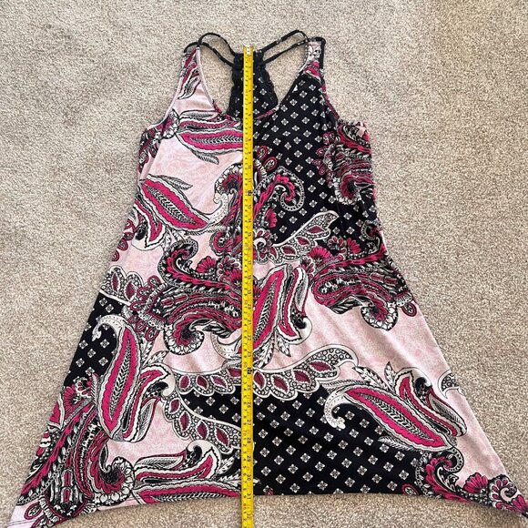 Y2K Purple & Black Paisley Halter Midi Dress with Back Lace Trim - Picture 5 of 8